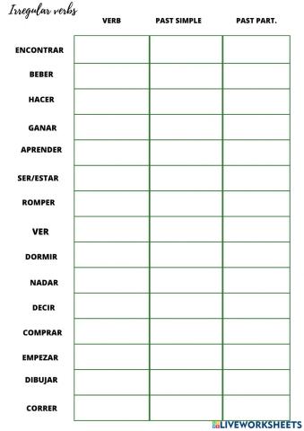 Irregular verbs