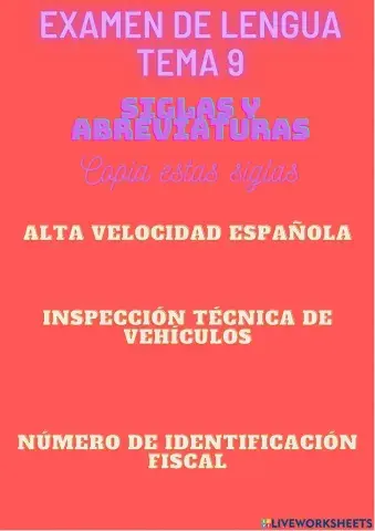 Examen de lengua tema 9