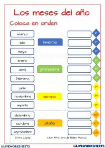 Meses del año en las estaciones