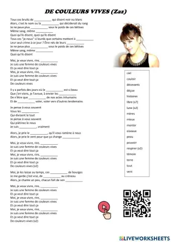 Chanson: -De couleurs vives- (Zaz)