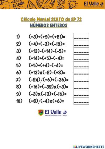 Cálculo mental 6º ep 72