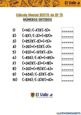 Cálculo mental 6º ep 75