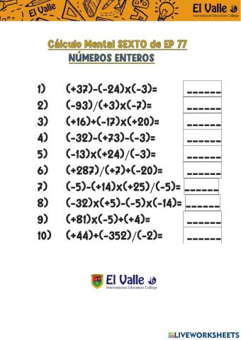 Cálculo mental 6º ep 77