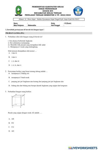 SOAL PTS MATEMATIKA Gugus 16