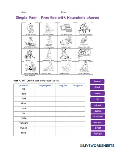 Simple past with household chores