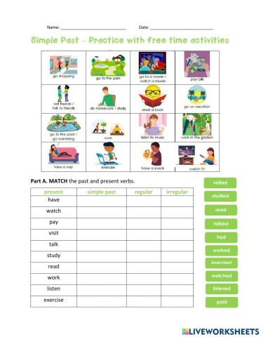 Simple past with free time activities