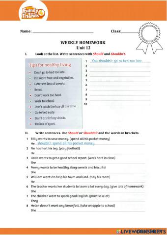 FF4-Homework Unit 12