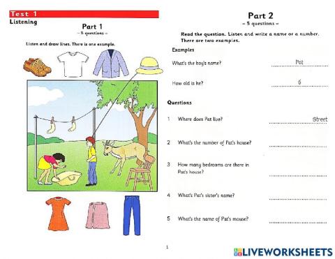 Starters 5(old)-Test1 Listening