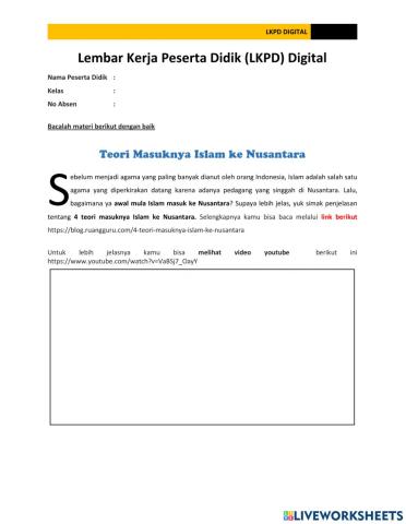 LKPD Teori masuknya Islam ke Indonesia