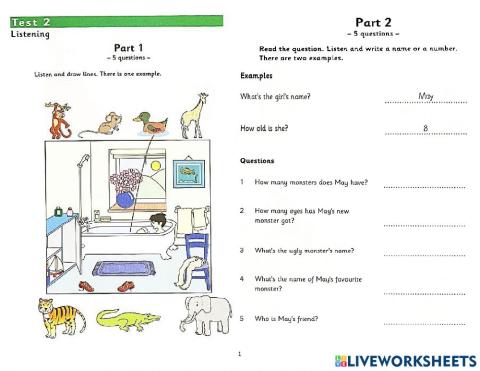 Starters  5(old)-Test2 Listening