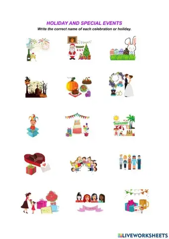 Holiday and Special Events Vocabulary