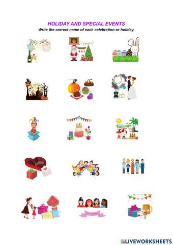 Holiday and Special Events Vocabulary