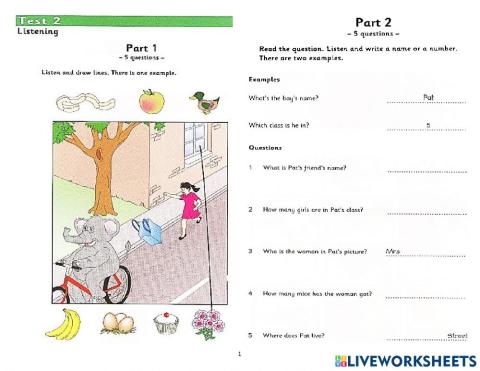 Starters 6(old)-Test2 Listening