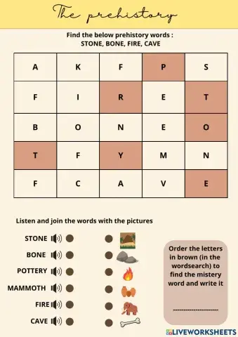 Prehistory vocabulary