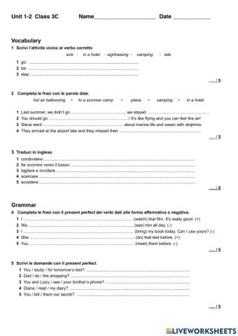 Test present perfect