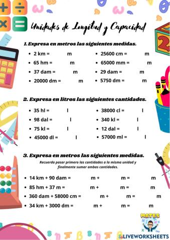 Unidades de longitud y capacidad