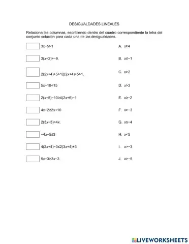 Desigualdades lineales