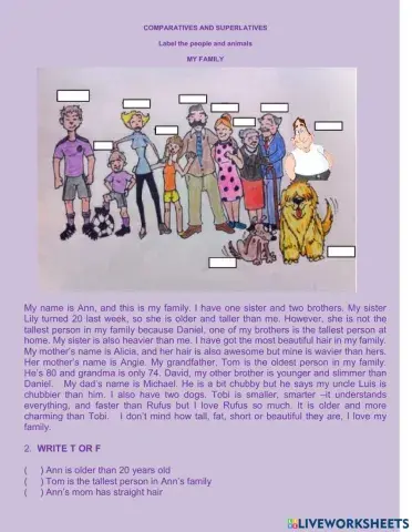 Comparatives and supelatives Reading Comprehension