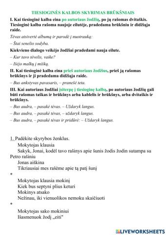 Tiesioginės kalbos skyrimas brūkšniais