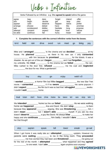 Verbs followed by infinitives