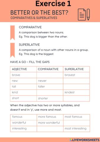 Comparative and superlative