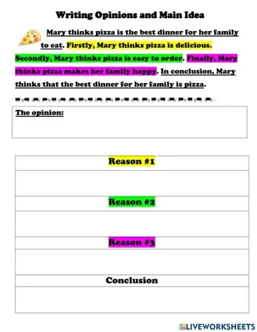 Writing Opinion Pizza