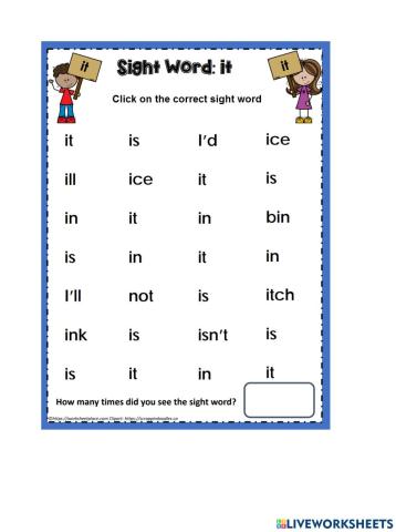 Sight Words Recognition - IT