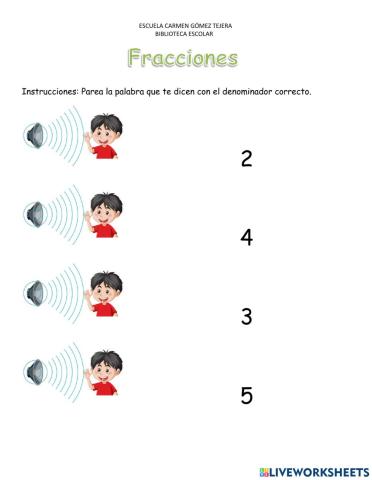 Conocer el nombre del denominador de una fracción