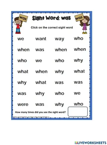 Sight Words Recognition - WAS