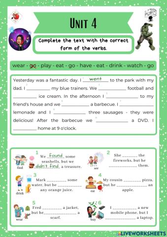 6th grade. Unit 4. Sheet 4