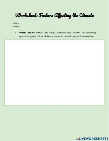 Factors affecting Climate