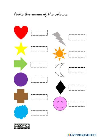 Write the name of the colours