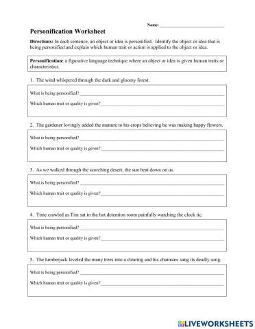 English Language Arts - Personification