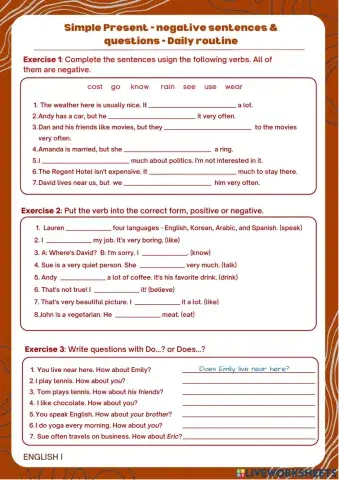 Simple present - negative - questions