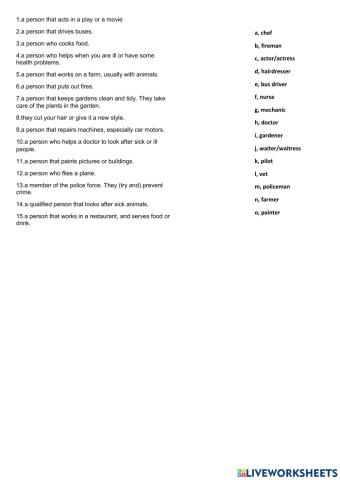 Jobs-occupations and definitions