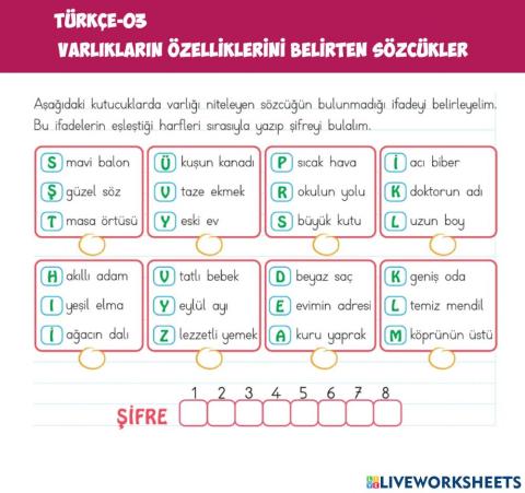 Varlıkların Özelliklerini Belirten Kelimeler