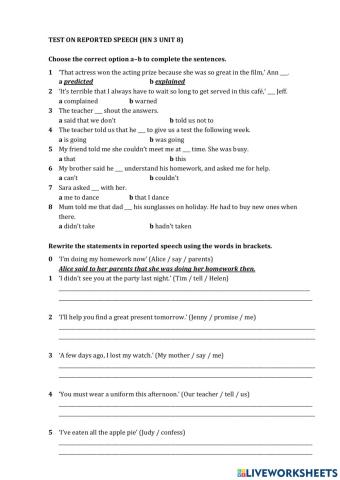 Reported Speech Test