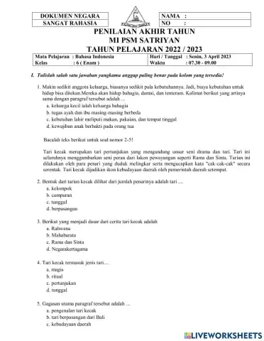 Pat 6 bahasa indonesia 2023