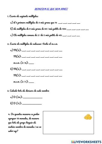 Múltiples, divisors i operacions amb fraccions