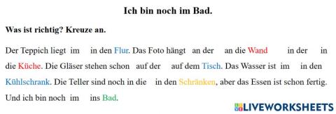 JuKu A 2.1. Lektion 19: Wo? Präpositionen und Artikel wählen
