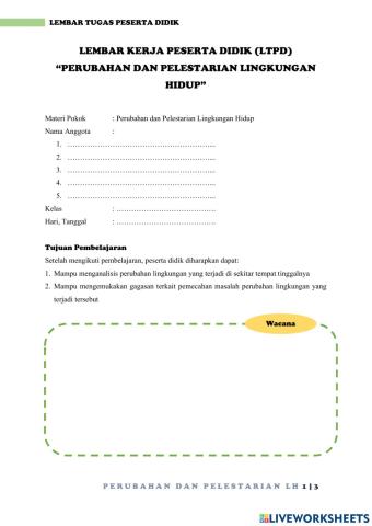LKPD Perubahan dan Pelestarian LH