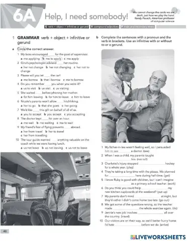 Verb+  obj + to inf- ing