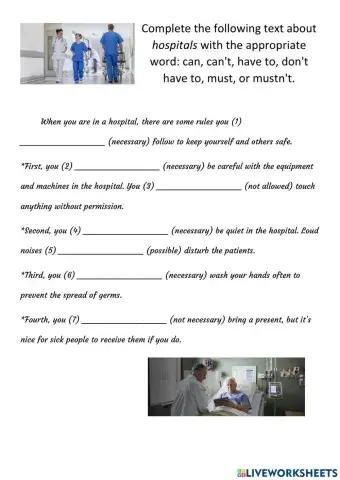 Modals- rules in a hospital elementary