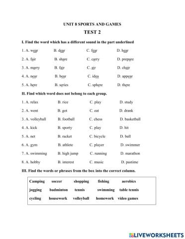 Practice test - Unit 8 - TEST 2