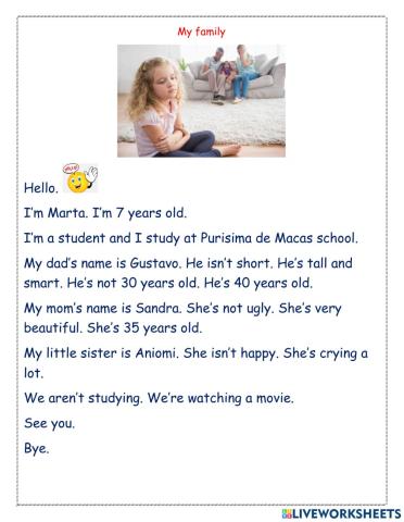 Descripción en inglés To Be