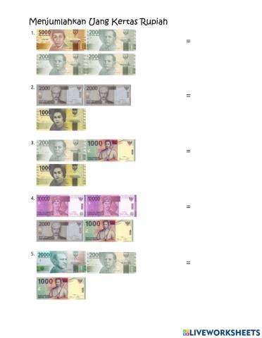 Menjumlahkan Uang Kertas Rupiah -1