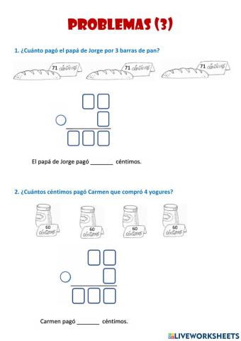 Problemas de multiplicar 3