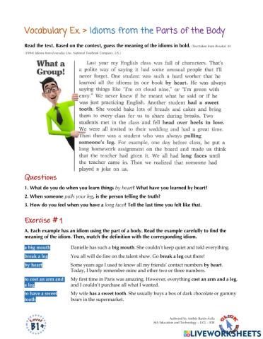 Vocabulary Ex.: Idioms about Body Parts