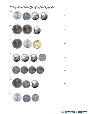 Menjumlahkan Uang Koin Rupiah -4
