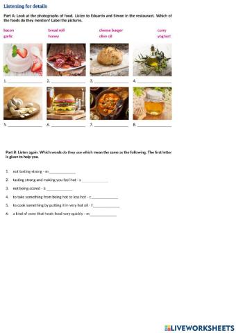 Eating out Listening 1